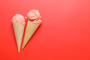 Ice cream in delightful waffle cones