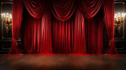 Red curtains. generative Ai