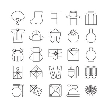Korean traditional line icon set