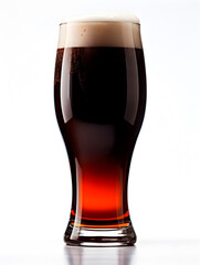 Filled beer glasses decorated with decorations isolated on white background