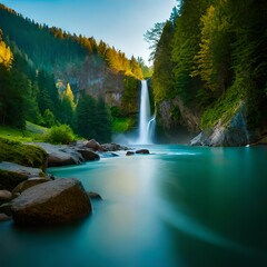 Spectacular 4K Waterfall Background: Immersed in Nature's Glory