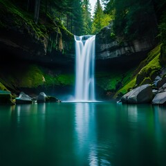 Fototapeta na wymiar Spectacular 4K Waterfall Background: Immersed in Nature's Glory