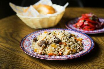 Traditional homemade pilau with lamb