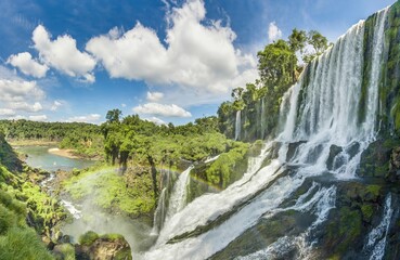 Panoramic image over the impressive Iguacu waterfalls in Brazil