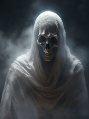 Fototapeta na wymiar illustration of an ultra realistic Ghost in dramatic light fog