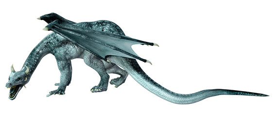 3D Rendering Fairy Tale Dragon on White