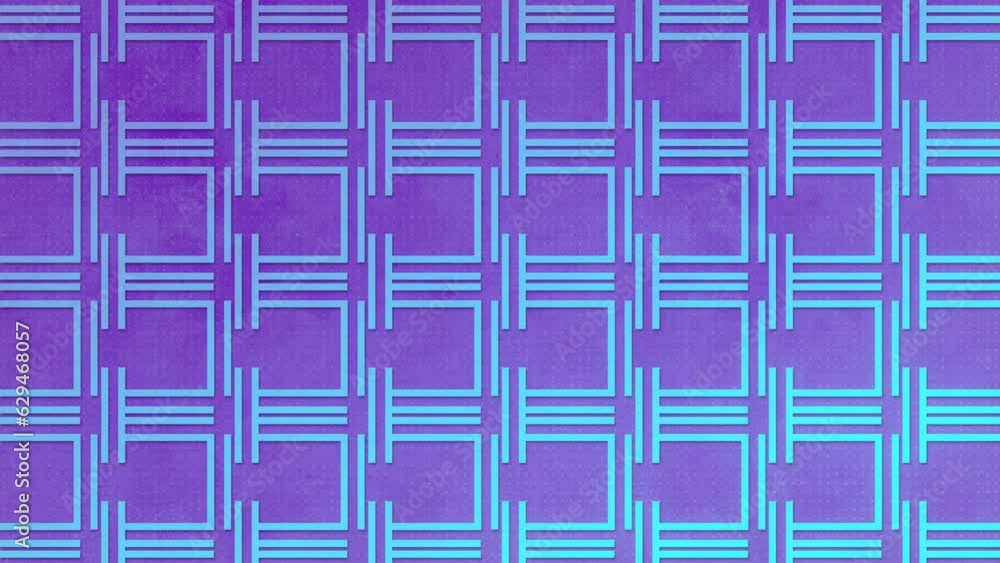 Aufkleber Abstract background with cyclic digital seamless loop animation of a simple geometric pattern in neon color. 3d rendering. 4K, Ultra HD resolution