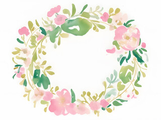 Pink and Green Floral Wreath wedding flower Illustration
