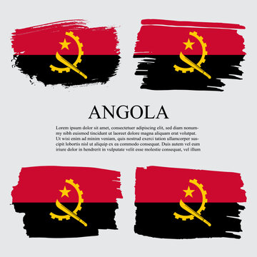 Angola flag brush concept. Flag of Angola grunge style banner background