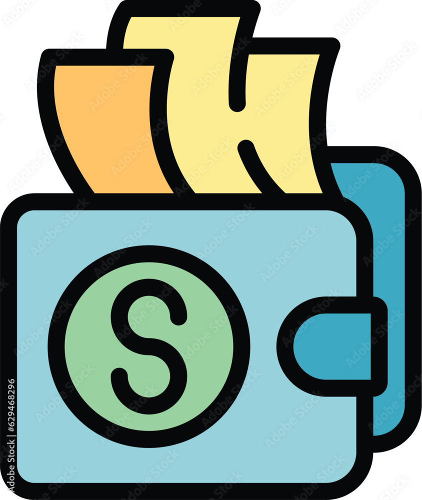 Wall mural money wallet icon outline vector. online store. payment gift color flat - Wall murals