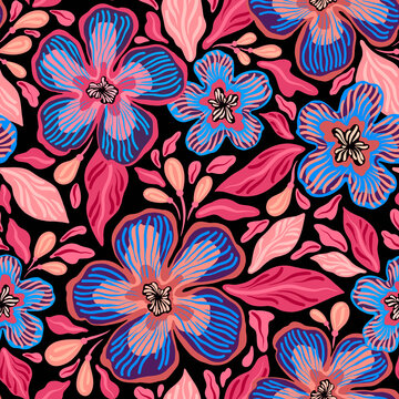 Seamless floral pattern. Design for wallpaper, fabric, wrapping paper, cover and more.