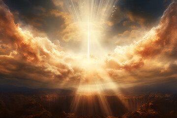 Obraz premium Radiant Revelation: A Divine Cross bathed in the Sun's Glory