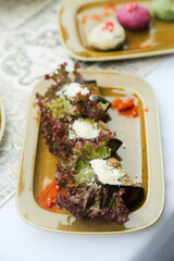 Healthy leaf salad with Parmesan cheese