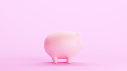 Pink piggybank piggy bank savings finance banking business symbol kitsch background front view 3d illustration render digital rendering