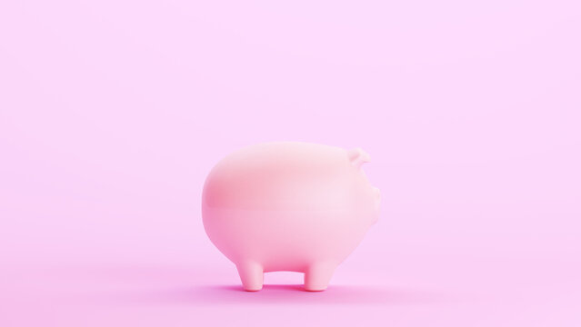 Pink piggybank piggy bank savings finance banking business symbol kitsch background front view 3d illustration render digital rendering