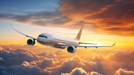 Fototapeta na wymiar Commercial airplane jetliner flying