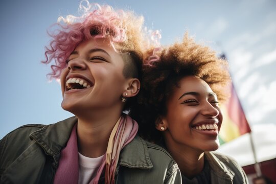 queer teenagers laughing - AI Generated
