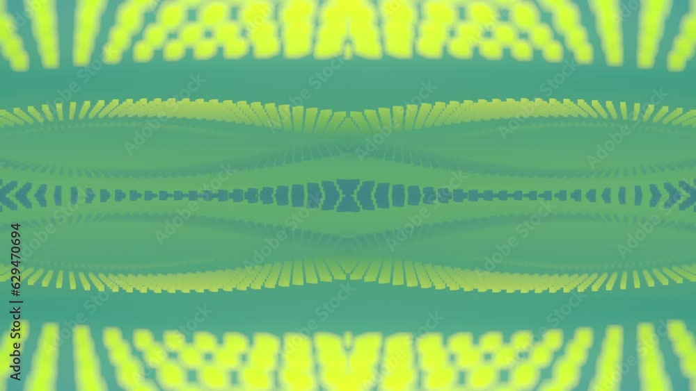 Leinwandbilder Abstract wave seamless loop animation of particle pattern with yellow-green. Modern bright digital background. 3d rendering. 4K, Ultra HD resolution