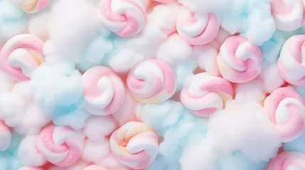 Küchenrückwand glas motiv Colorful cotton candy in soft pastel color background. Generative AI © AngrySun