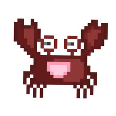 Crab pixel, pixel art,animal,monster,cartoon character,cute,icon ,vector, illustration,hand drawn