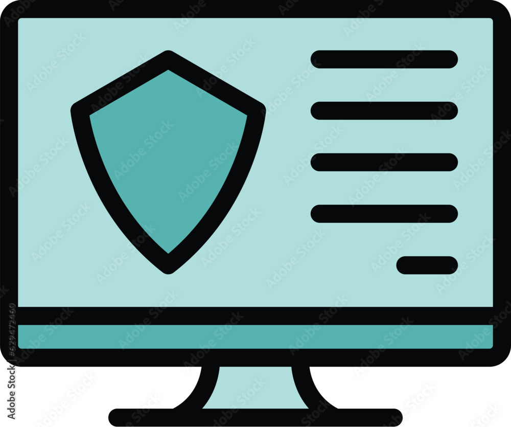 Poster secured register icon outline vector. online user. login password color flat