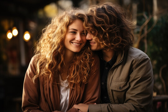 Generative ai illustration of couple having tender moments outdoor