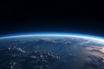 Planet Earth telescopic astronomical shot from space NASA oceanic cloudy continental atmosphere layer International Space Station orbit open dark space, humanity home - Powered by Adobe