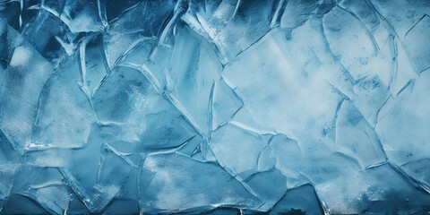 Cracked ice on a frozen lake. The natural texture of winter ice. Generative AI