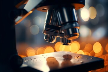 Modern advanced science research study equipment microscope magnifying biological chemical substances productive research development medicine laboratory technological scientific medical background 