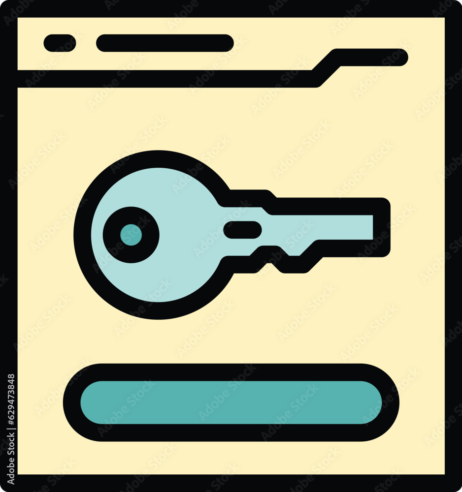 Aufkleber online web key icon outline vector. user login. form order color flat