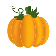 Yellow Pumpkin with leaves,Pumpkin,Halloween,cute,icon ,vector, illustration,hand drawn