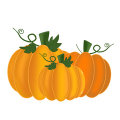 Pumpkin with leaves,Pumpkin,Halloween,cute,icon ,vector, illustration,hand drawn