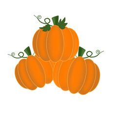 Pumpkin with leaves,Pumpkin,Halloween,cute,icon ,vector, illustration,hand drawn