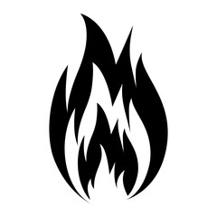 Fire black icon. Vector illustration flat design. Isolated on white background.