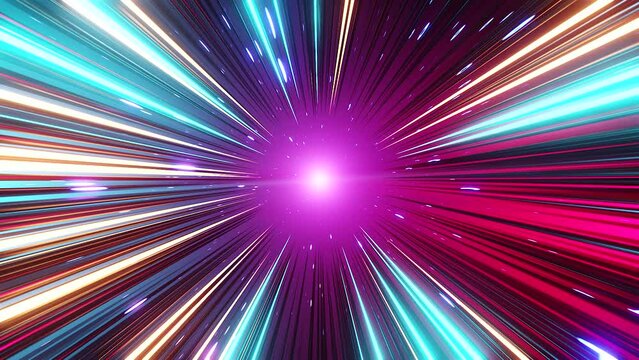 Abstract tunnel from colored lines, moving forward