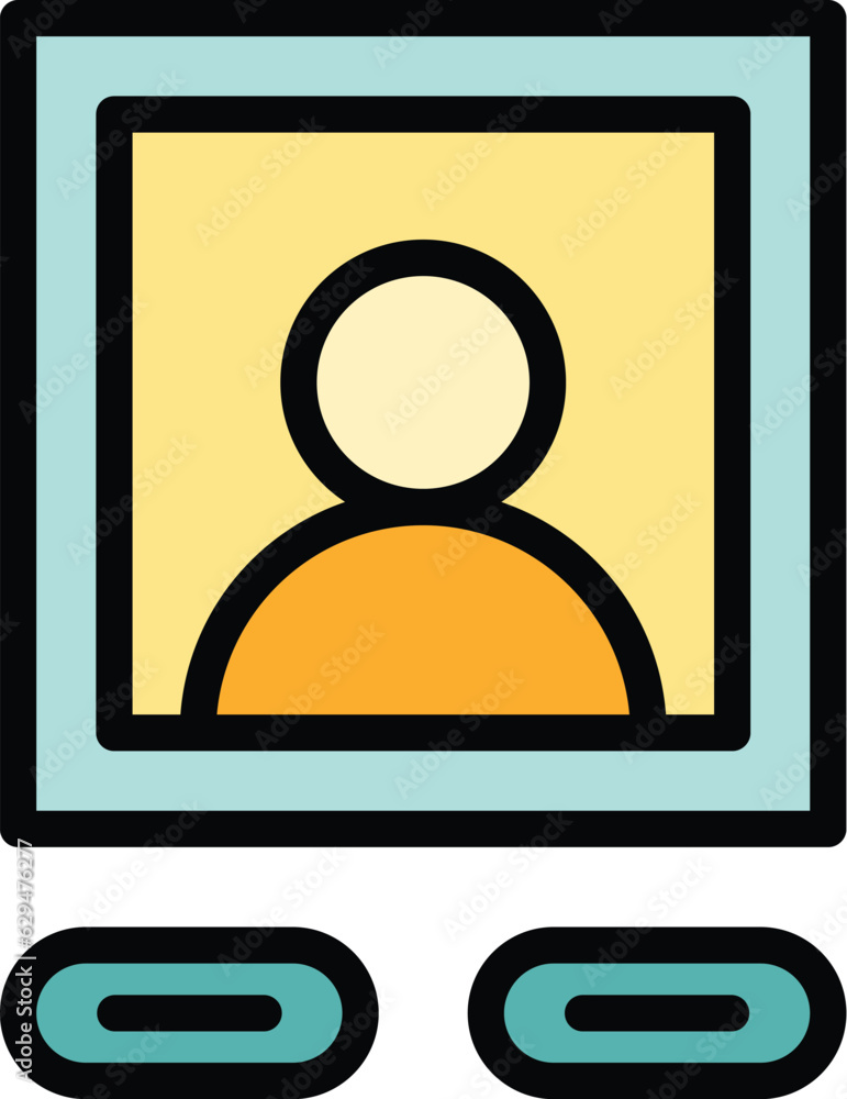Poster user avatar icon outline vector. online register. new user color flat