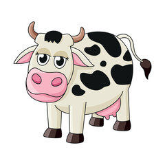 Cow. Farm animal. Cartoon illustration