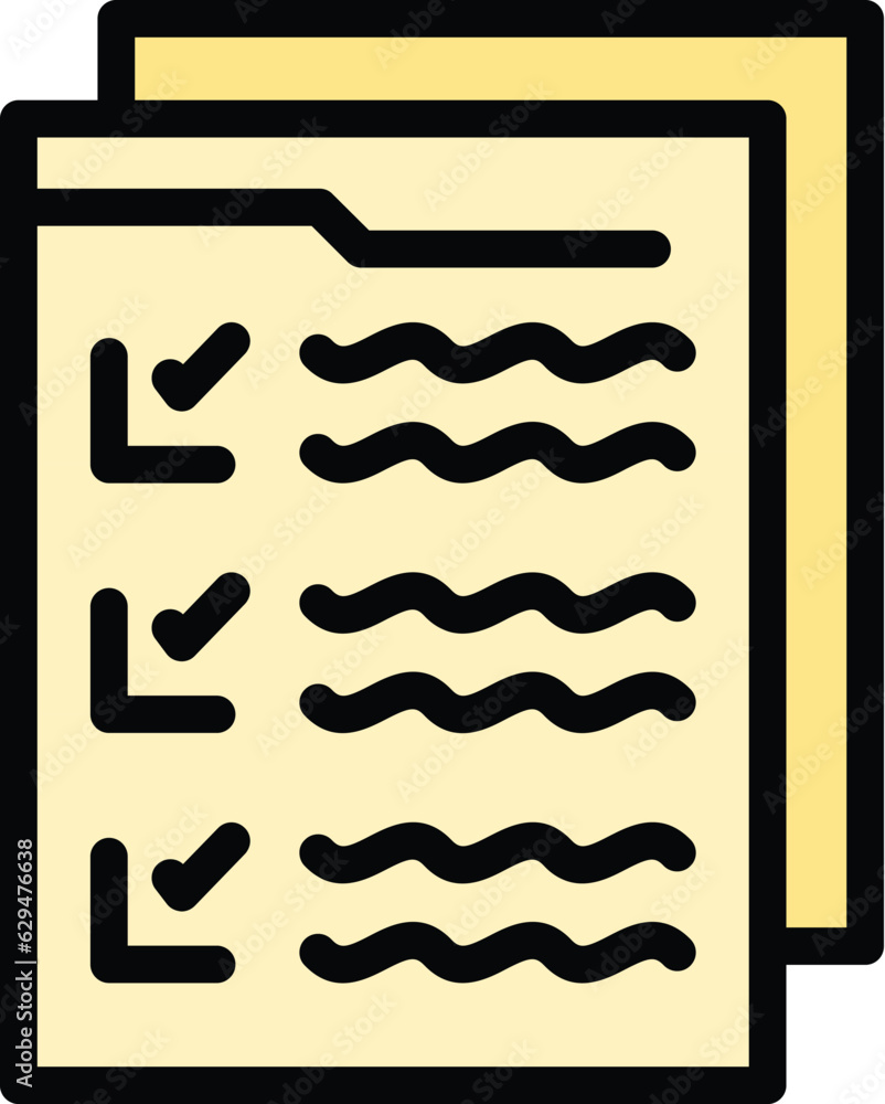 Poster last user document icon outline vector. fill online form. register user color flat