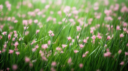 Obraz premium pink flowers in the grass