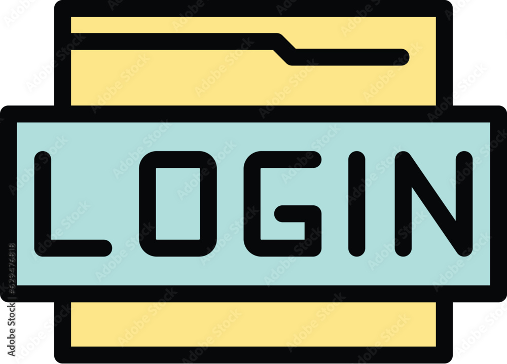 Poster safe login icon outline vector. online user. web password color flat