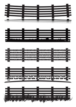 Black wooden texture board border fence vector collection for illustration design