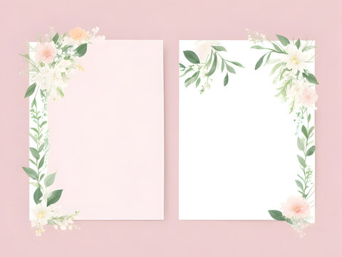 flower watercolor wreath wedding invitation card template 