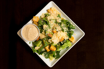 Caesar salad with dressing