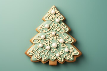concept christmas new year gingerbread in the shape of a fir tree