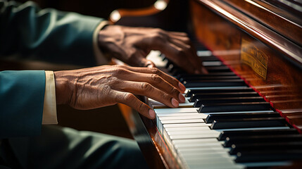 Fototapeta na wymiar Hands playing the piano