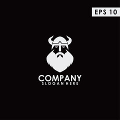 Viking Head Logo Design Template. Modern Design. Flat Logo. Vector Illustration