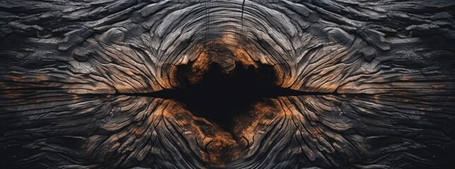 rough wood texture & abstract portrait of a black wood tree trunk - obrazy, fototapety, plakaty