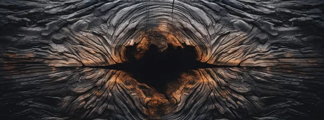 Gordijnen rough wood texture & abstract portrait of a black wood tree trunk © Veronika