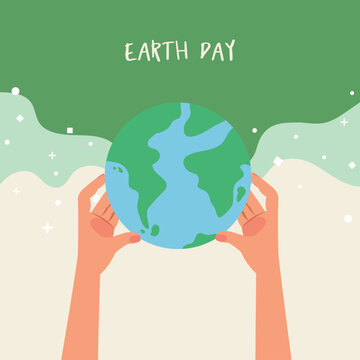 Save the earth banner. Hands holding planet earth for environment. World Environment Day.