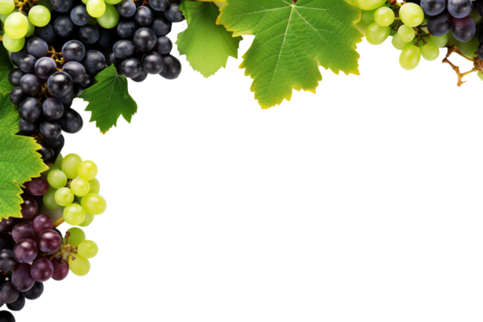 Green and Black juicy grapes on white background